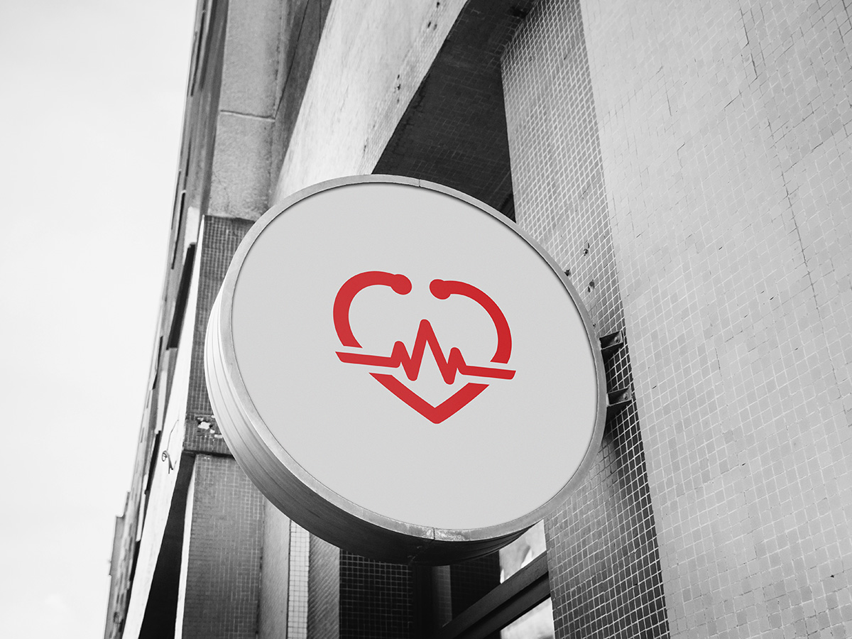 Projekt logo Gabinetu Kardiologicznego Janusz Paź na kasetonie.
