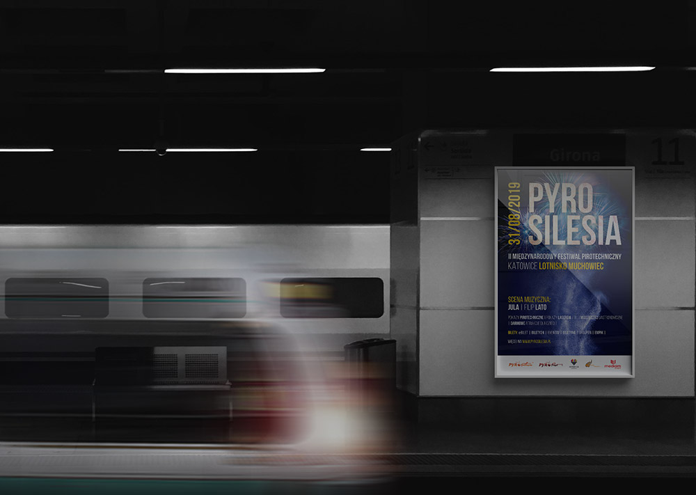 Projekt plakatu PyroSilesia w metrze.