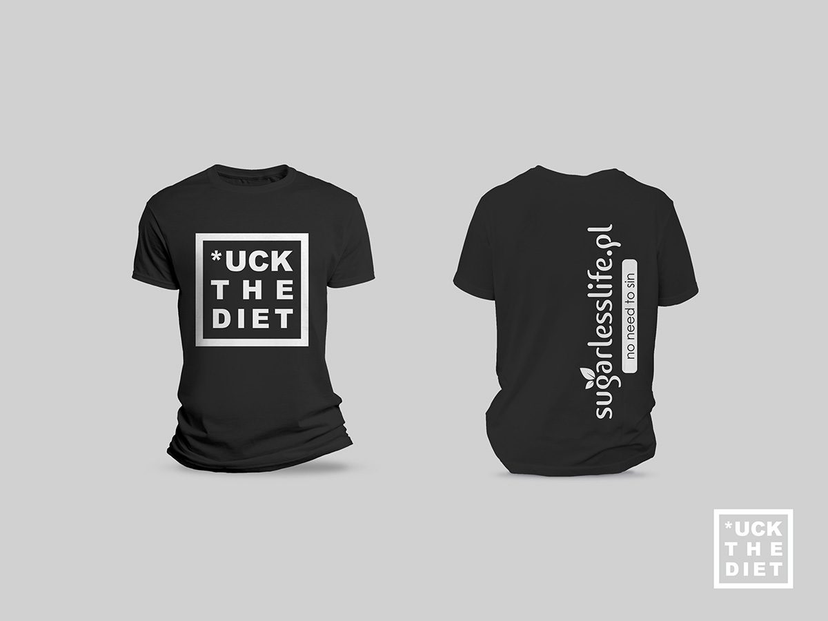 Grafika "*uck the diet" na koszulce T-shirt.